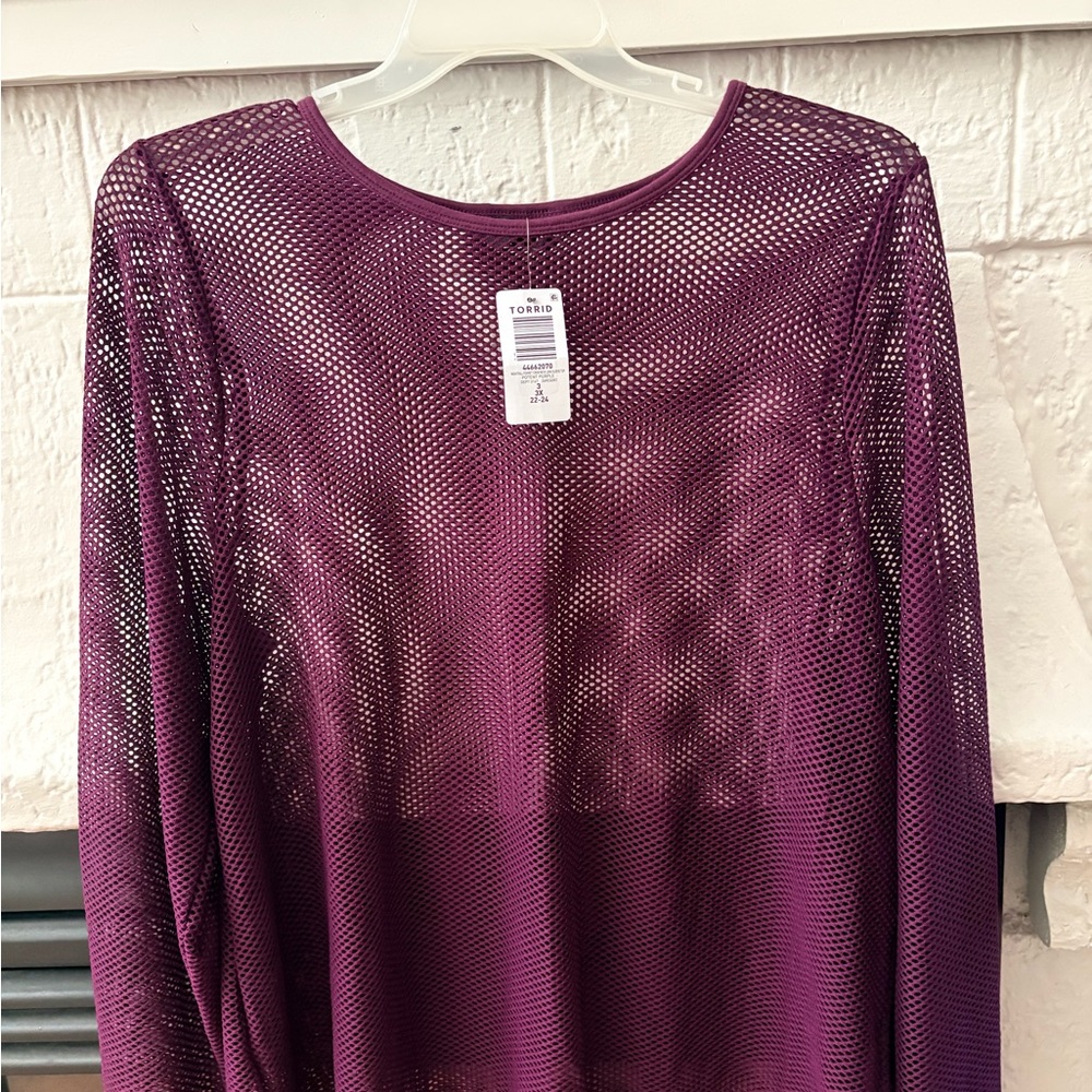 Torrid Potent Purple Mesh Long Sleeve Top